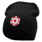 Poker Chip Embroidered 8 Inch Short Beanie