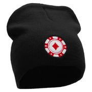 Poker Chip Embroidered 8 Inch Short Beanie