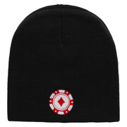 Poker Chip Embroidered 8 Inch Short Beanie