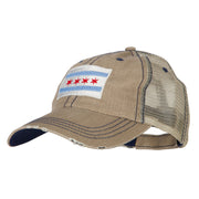 Chicago Flag Embroidered Low Profile Cotton Mesh Cap