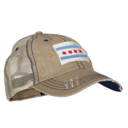 Chicago Flag Embroidered Low Profile Cotton Mesh Cap