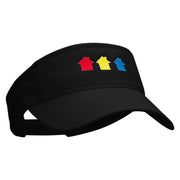 Colorful Houses Embroidered Pro Style Cotton Twill Washed Visor