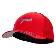 Jumping Cat Icon Embroidered 6 Panel Trucker Flexfit Cap - Red OSFM