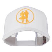 Cowgirl Cowboy Dancing Embroidered Mesh Back Cap