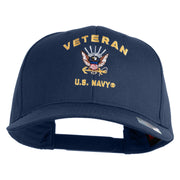 Veteran US Navy Embroidered Solid Cotton Twill Pro Style Cap - Navy OSFM