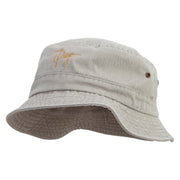 Diego Script Embroidered Washed Bucket Hats - Beige M-L