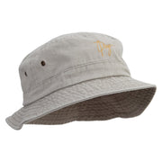 Diego Script Embroidered Washed Bucket Hats - Beige M-L