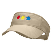 Colorful Houses Embroidered Pro Style Cotton Twill Washed Visor