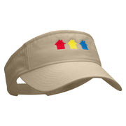 Colorful Houses Embroidered Pro Style Cotton Twill Washed Visor