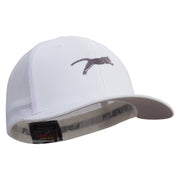 Jumping Cat Icon Embroidered 6 Panel Trucker Flexfit Cap - White OSFM