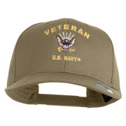 Veteran US Navy Embroidered Solid Cotton Twill Pro Style Cap - Khaki OSFM