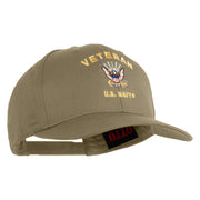 Veteran US Navy Embroidered Solid Cotton Twill Pro Style Cap - Khaki OSFM