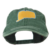 Connecticut State Map Embroidered Washed Cap