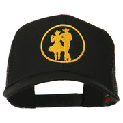 Cowgirl Cowboy Dancing Embroidered Mesh Back Cap