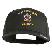 Veteran US Navy Embroidered Solid Cotton Twill Pro Style Cap - Charcoal OSFM
