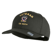 Veteran US Navy Embroidered Solid Cotton Twill Pro Style Cap - Charcoal OSFM