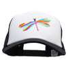 Multi-Colored Dragonfly Patched Cotton Trucker Cap - Black OSFM