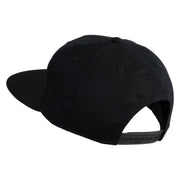 Old English White V Patched Cotton Twill Flat Bill Cap - Black OSFM