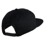Old English White V Patched Cotton Twill Flat Bill Cap - Black OSFM