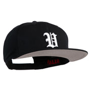 Old English White V Patched Cotton Twill Flat Bill Cap - Black OSFM
