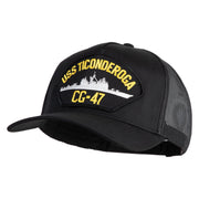 USS Ticonderoga CG 47 Patched Solid Cotton Twill 5 panel Mesh Back Cap - Black OSFM