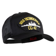 USS Ticonderoga CG 47 Patched Solid Cotton Twill 5 panel Mesh Back Cap - Black OSFM