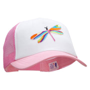 Multi-Colored Dragonfly Patched Cotton Trucker Cap - lt-pink OSFM