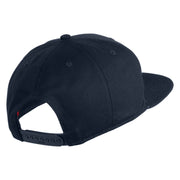 Old English White V Patched Cotton Twill Flat Bill Cap - Navy OSFM