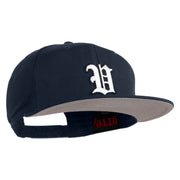 Old English White V Patched Cotton Twill Flat Bill Cap - Navy OSFM