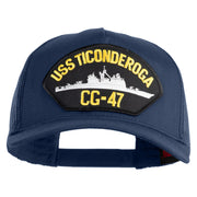 USS Ticonderoga CG 47 Patched Solid Cotton Twill 5 panel Mesh Back Cap - Navy OSFM