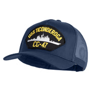 USS Ticonderoga CG 47 Patched Solid Cotton Twill 5 panel Mesh Back Cap - Navy OSFM