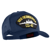 USS Ticonderoga CG 47 Patched Solid Cotton Twill 5 panel Mesh Back Cap - Navy OSFM