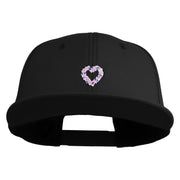 Purple Heart Floral Embroidered Iron On Patched 6 Panel High Profile Structured Snapback - Black OSFM