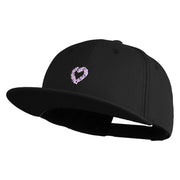 Purple Heart Floral Embroidered Iron On Patched 6 Panel High Profile Structured Snapback - Black OSFM
