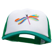 Multi-Colored Dragonfly Patched Cotton Trucker Cap - Kelly-Green OSFM