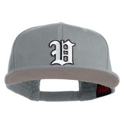 Old English White V Patched Cotton Twill Flat Bill Cap - Grey OSFM