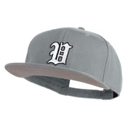 Old English White V Patched Cotton Twill Flat Bill Cap - Grey OSFM