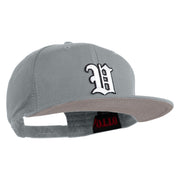 Old English White V Patched Cotton Twill Flat Bill Cap - Grey OSFM