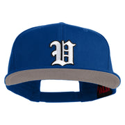 Old English White V Patched Cotton Twill Flat Bill Cap - Royal OSFM
