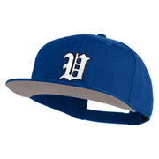 Old English White V Patched Cotton Twill Flat Bill Cap - Royal OSFM