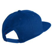 Old English White V Patched Cotton Twill Flat Bill Cap - Royal OSFM