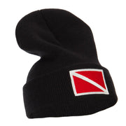 Scuba Diving Flag Embroidered Long Beanie