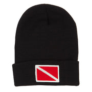 Scuba Diving Flag Embroidered Long Beanie