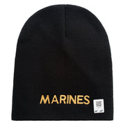 Marines Symbol Embroidered 8 Inch Short Beanie Made in USA - Black OSFM