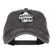 Soccer Star Embroidered Washed Cap