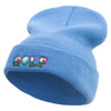 Golf with Ball Embroidered 12 Inch Long Knitted Beanie - Sky-Blue- OSFM