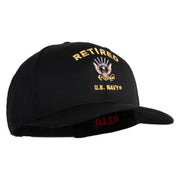 Retired US Navy Embroidered Solid Cotton Twill Pro Style Cap - Black OSFM
