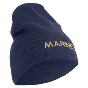 Marines Symbol Embroidered 8 Inch Short Beanie Made in USA - Navy OSFM