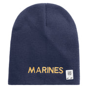 Marines Symbol Embroidered 8 Inch Short Beanie Made in USA - Navy OSFM