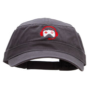 Controller Headset Embroidered Garment Washed Adjustable Army Cap - Charcoal-Grey OSFM